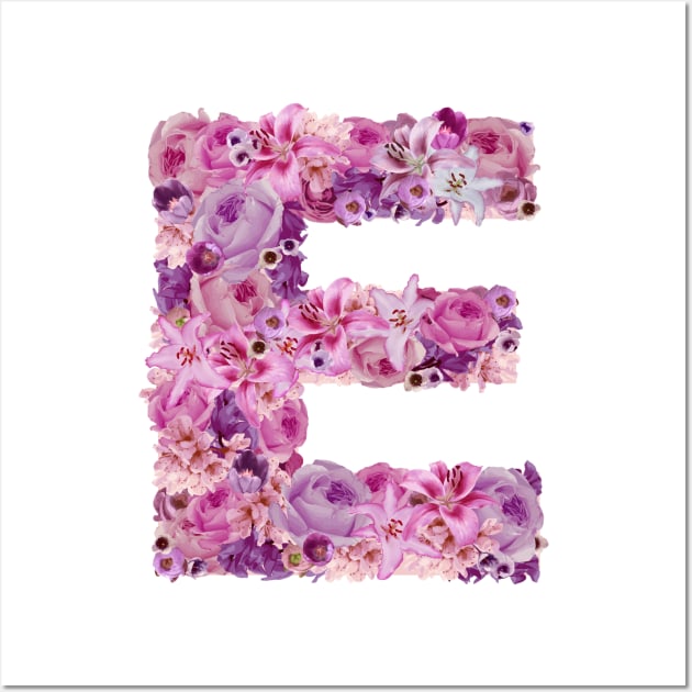 Pink Floral Letter E Wall Art by HayleyLaurenDesign